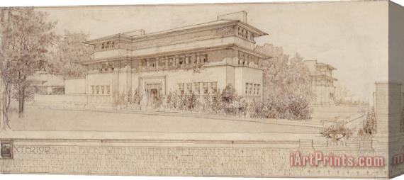 Frank Lloyd Wright Isidore Heller House (perspective View). Chicago, Il Stretched Canvas Painting / Canvas Art