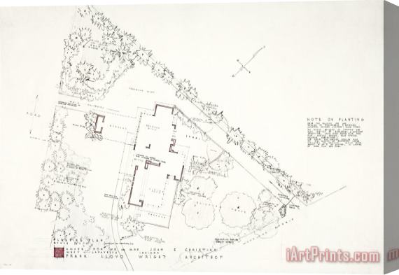 Frank Lloyd Wright John E. Christian House “samara” (planting View). West Lafayette, in Stretched Canvas Print / Canvas Art