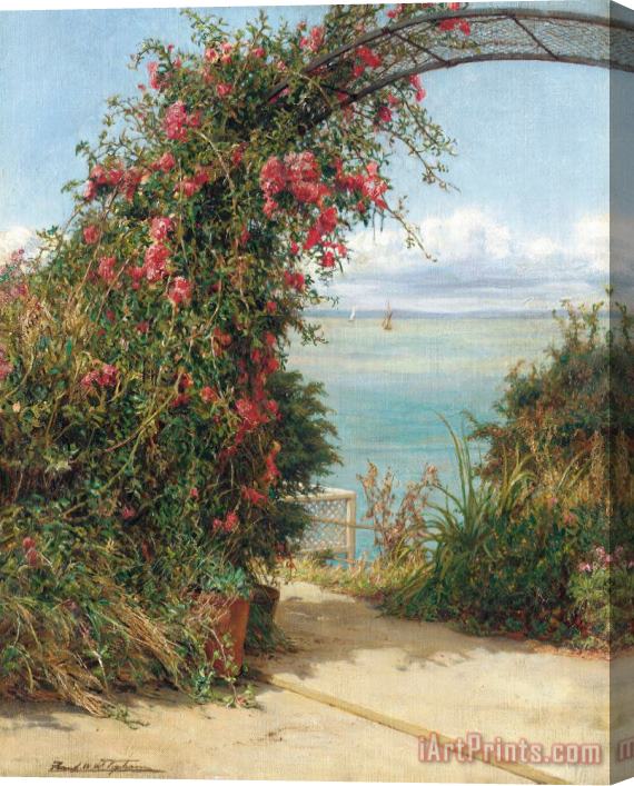 Frank Topham A Garden by the Sea Stretched Canvas Print / Canvas Art