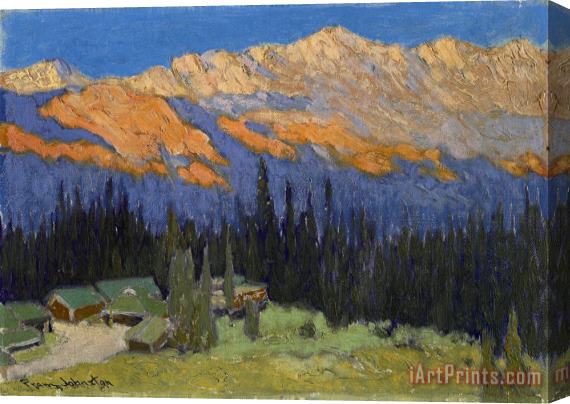 Franz Johnston Cowboy Camp, Sundown, Lake Louise, Alberta Stretched Canvas Print / Canvas Art