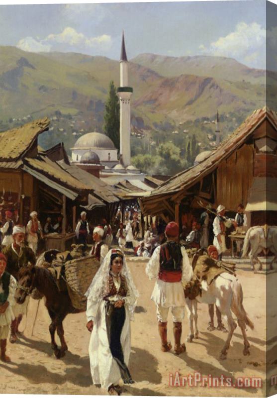 Franz Leo Ruben View of Bascarsija Santajevo Stretched Canvas Print / Canvas Art