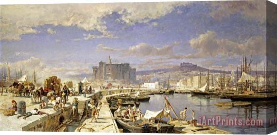 Franz Theodor Aerni The Harbour of Naples Stretched Canvas Painting / Canvas Art