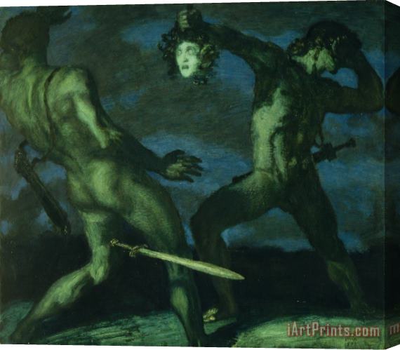 Franz Von Stuck Perseus Turns Phineus To Stone By Brandishing The Head Of Medusa Stretched Canvas Painting / Canvas Art