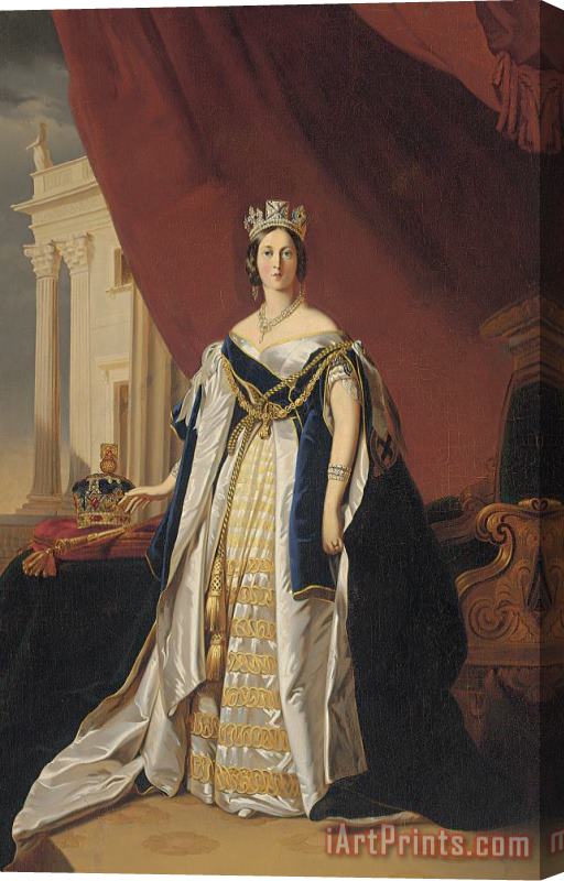 Franz Xaver Winterhalter Portrait Of Queen Victoria In Coronation Robes Stretched Canvas Painting / Canvas Art