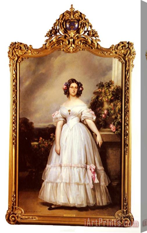 Franz Xavier Winterhalter A Full Length Portrait of H.r.h Princess Marie Clementine of Orleans Stretched Canvas Painting / Canvas Art