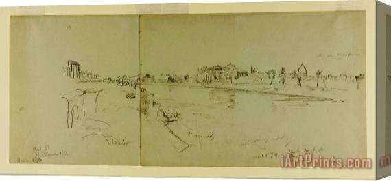 Frederic Edwin Church Drawing. Sketches From Rome. A. St. Peters And The Vatican Place Shown From The Northeast. B, C. ... Stretched Canvas Painting / Canvas Art