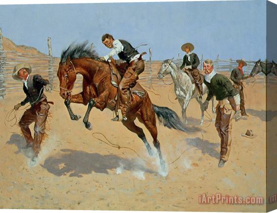 Frederic Remington Turn Him Loose Stretched Canvas Print / Canvas Art