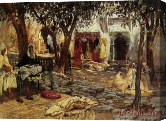 Frederick Arthur Bridgman Idle Moments an Arab Courtyard Stretched Canvas Painting / Canvas Art