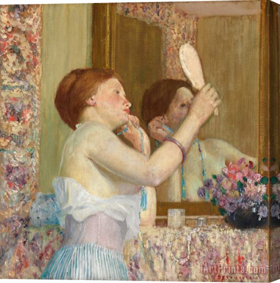 Frederick Carl Frieseke Woman with a Mirror Stretched Canvas Print / Canvas Art