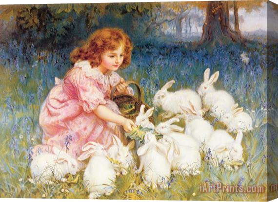 Frederick Morgan Feeding the Rabbits Stretched Canvas Print / Canvas Art