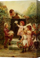 Birthday Canvas Paintings - Grandfathers Birthday by Frederick Morgan