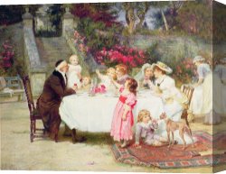 Birthday Canvas Paintings - His First Birthday by Frederick Morgan