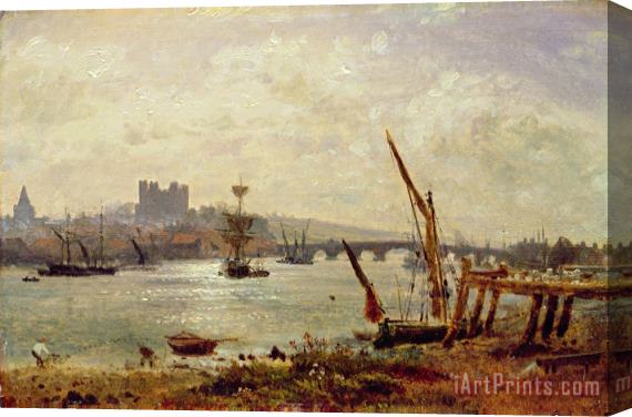 Frederick Nash Rochester Cathedral and Castle Stretched Canvas Print / Canvas Art