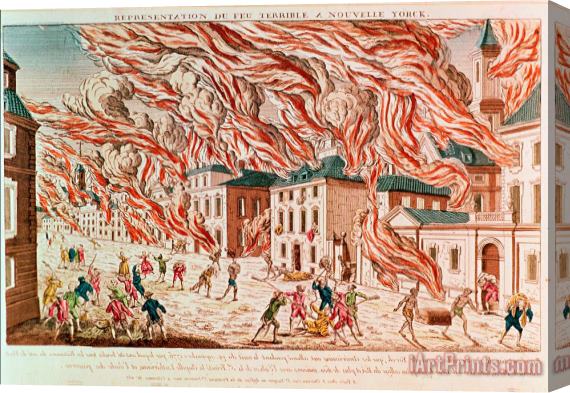 French School Representation of the Terrible Fire of New York Stretched Canvas Print / Canvas Art
