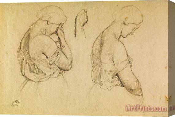 Friedrich Preller Two Female Figures in Half Length And a Study of a Hand Stretched Canvas Print / Canvas Art