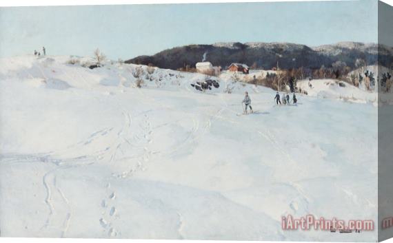 Fritz Thaulow A Winter's Day in Norway Stretched Canvas Painting / Canvas Art