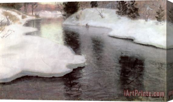 Fritz Thaulow Thawing Ice: The Lysaker River Stretched Canvas Print / Canvas Art