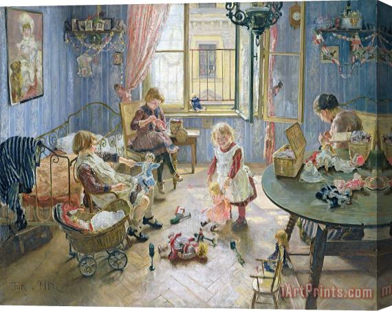 Fritz von Uhde The Nursery Stretched Canvas Painting / Canvas Art
