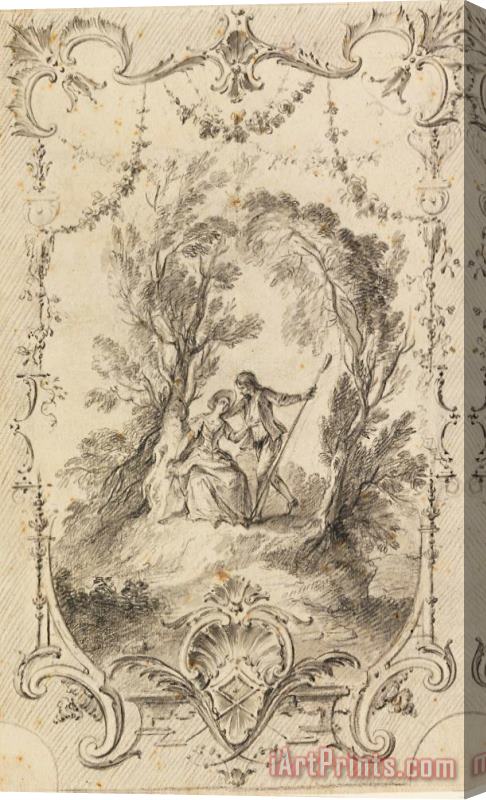 Gabriel Huquier The Eagar Shepherd (preparatory Drawing for Plate 247 in L'oeuvre Grave De Watteau, 1739) Stretched Canvas Painting / Canvas Art