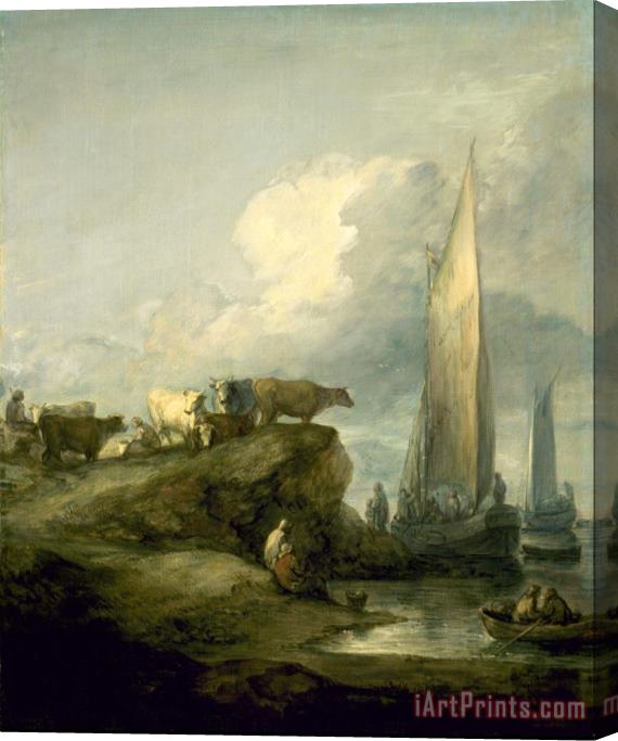 Gainsborough, Thomas Coastal Scene with Shipping And Cattle Stretched Canvas Painting / Canvas Art