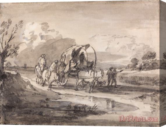 Gainsborough, Thomas Open Landscape with Horsemen And Covered Cart Stretched Canvas Print / Canvas Art