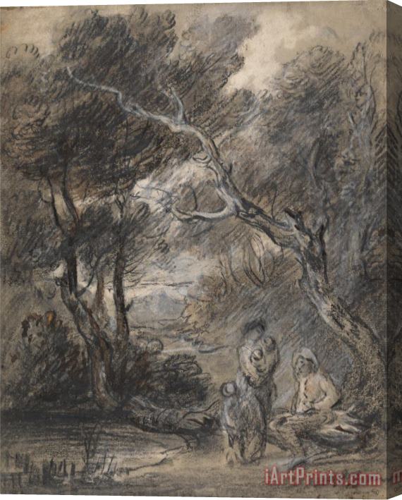 Gainsborough, Thomas Wooded Landscape with Figures Stretched Canvas Print / Canvas Art