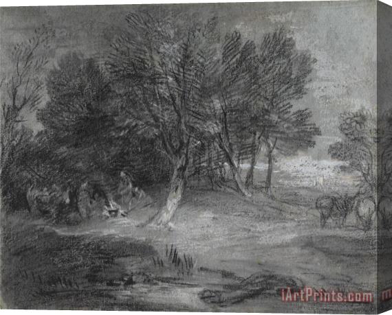Gainsborough, Thomas Wooded Landscape with Gypsy Encampment Stretched Canvas Painting / Canvas Art