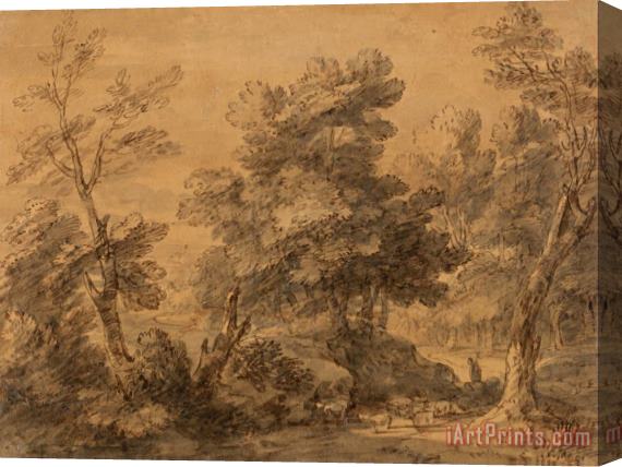 Gainsborough, Thomas Wooded Landscape with Shepherd And Sheep Stretched Canvas Painting / Canvas Art