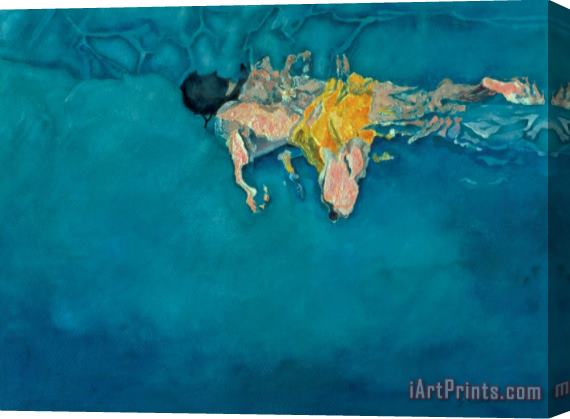 Gareth Lloyd Ball Swimmer in Yellow Stretched Canvas Print / Canvas Art