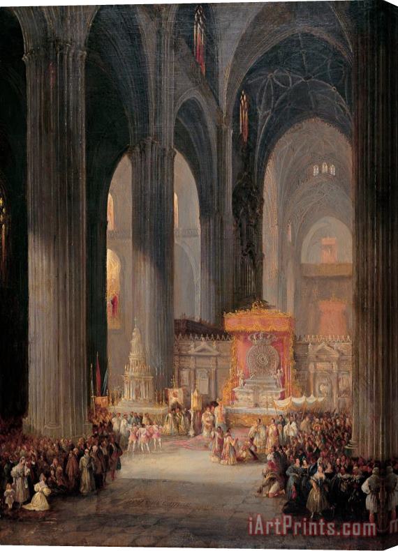 Genaro Perez Villaamil The Corpus Christi Procession Inside Seville Catedral Stretched Canvas Painting / Canvas Art