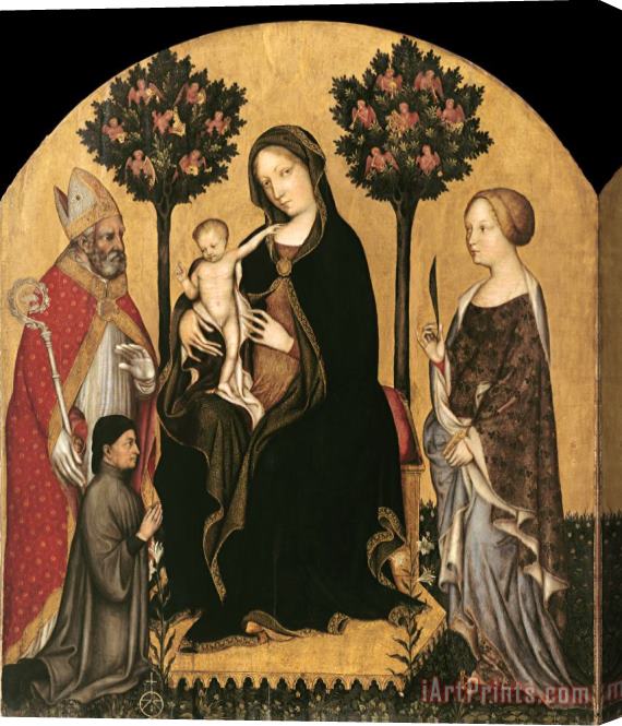 Gentile da Fabriano Mary Enthroned with The Child, Saints And a Donor Stretched Canvas Print / Canvas Art