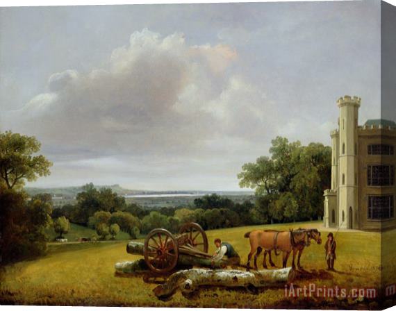 George Arnald Loading a Timber Wagon at Cave Castle Yorkshire Stretched Canvas Painting / Canvas Art