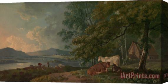 George Barret Morning Landscape with Cattle Stretched Canvas Print / Canvas Art