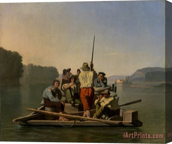 George Caleb Bingham Lighter Relieving a Steamboat Aground Stretched Canvas Print / Canvas Art