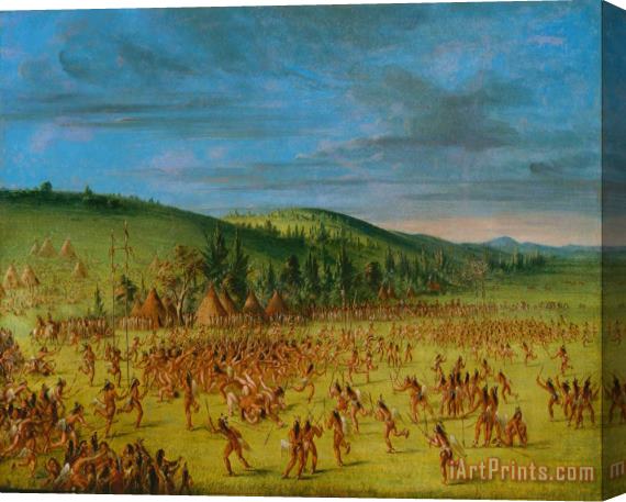 George Catlin Ball Play of The Choctaw Ball Up Stretched Canvas Print / Canvas Art