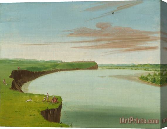 George Catlin Distant View of The Mandan Village Stretched Canvas Painting / Canvas Art