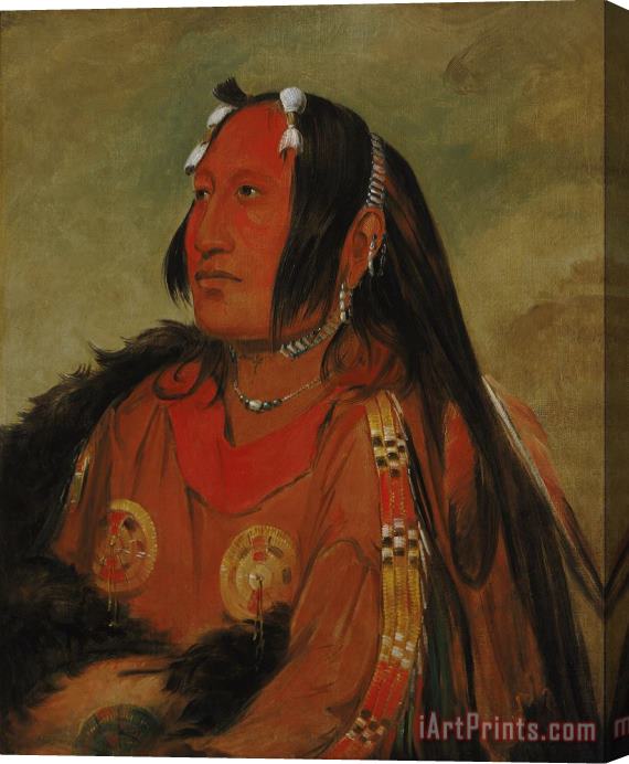George Catlin Wi Jun Jon, Pigeon's Egg Head (the Light), a Distinguished Young Warrior Stretched Canvas Painting / Canvas Art