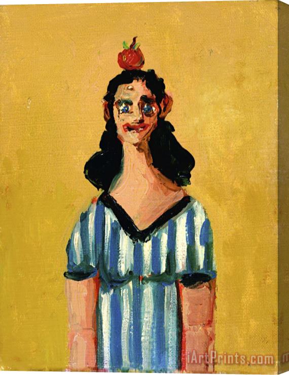 George Condo Girl in Striped Dress Stretched Canvas Print / Canvas Art