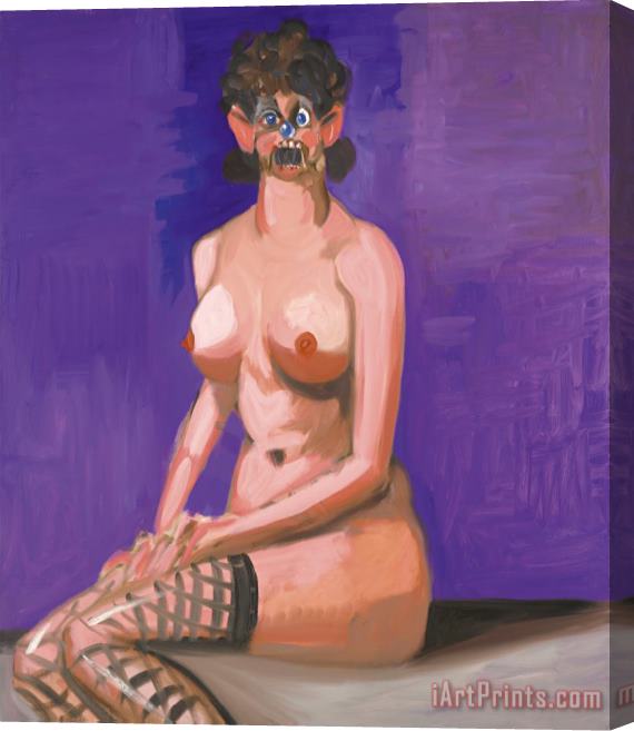 George Condo Nude on Purple Stretched Canvas Print / Canvas Art