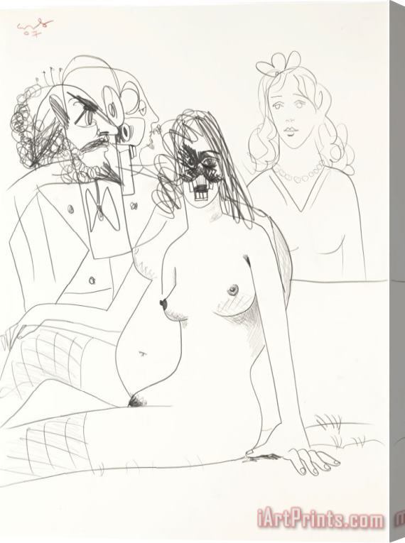 George Condo Seated Nude, 2007 Stretched Canvas Print / Canvas Art