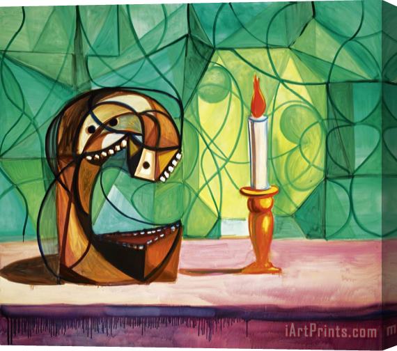 George Condo Skull with Candle Stretched Canvas Print / Canvas Art