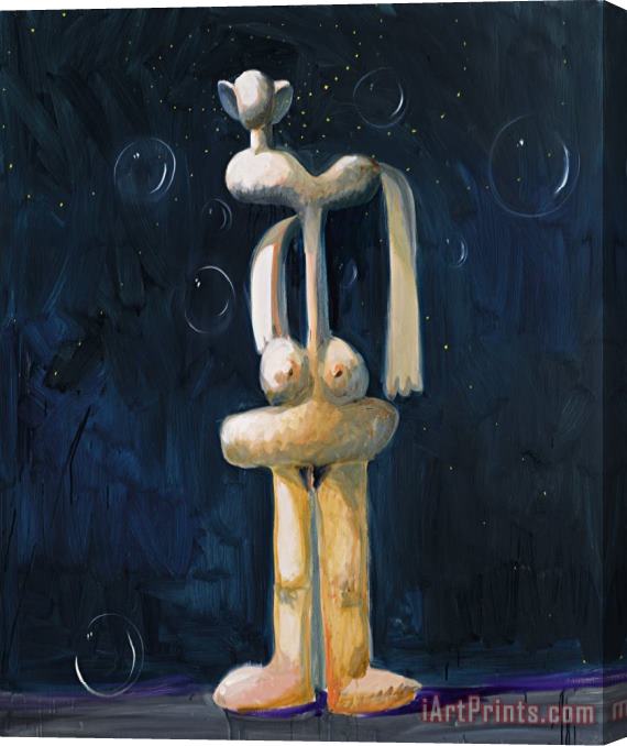 George Condo Standing Nude in The Night with Bubbles Stretched Canvas Painting / Canvas Art