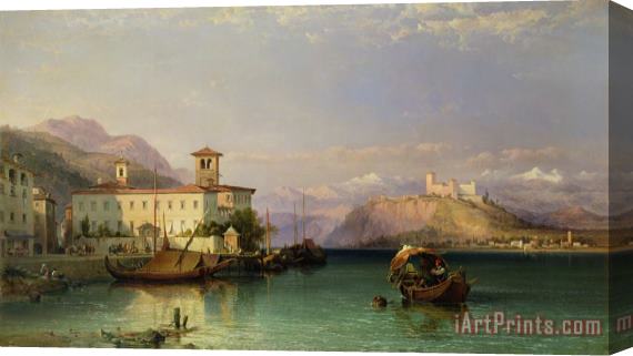 George Edwards Hering Arona and the Castle of Angera Lake Maggiore Stretched Canvas Print / Canvas Art