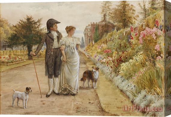 George Goodwin Kilburne A Garden Stroll Stretched Canvas Print / Canvas Art