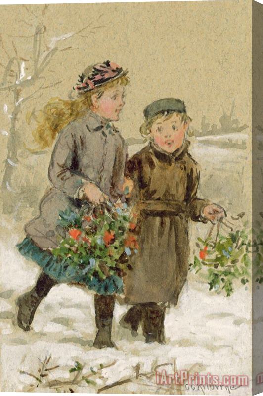 George Goodwin Kilburne Children Playing In The Snow Stretched Canvas Print / Canvas Art