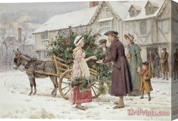 George Goodwin Kilburne The Holly Cart Stretched Canvas Print / Canvas Art