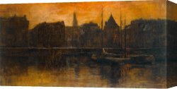 New Amsterdam: Palisades Canvas Prints - A View of The Prins Hendrikkade with The Schreierstoren, Amsterdam by George Hendrik Breitner