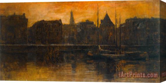 George Hendrik Breitner A View of The Prins Hendrikkade with The Schreierstoren, Amsterdam Stretched Canvas Print / Canvas Art