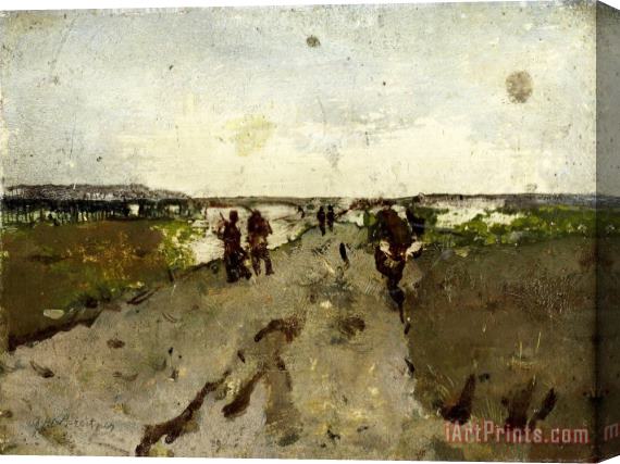 George Hendrik Breitner Landscape Near Waalsdorp, with Soldiers on Maneuver Stretched Canvas Print / Canvas Art