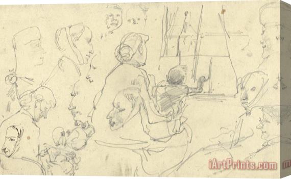George Hendrik Breitner Schetsen Van Hoofden En Een Vrouw Met Een Kind Stretched Canvas Print / Canvas Art